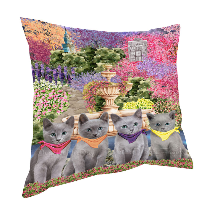 Russian Blue Throw Pillow, Explore a Variety of Custom Designs, Personalized, Cushion for Sofa Couch Bed Pillows, Pet Gift for Cat Lovers