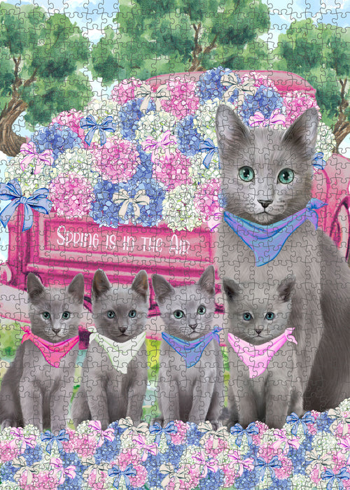 Russian Blue Jigsaw Puzzle: Explore a Variety of Personalized Designs, Interlocking Puzzles Games for Adult, Custom, Dog Lover's Gifts