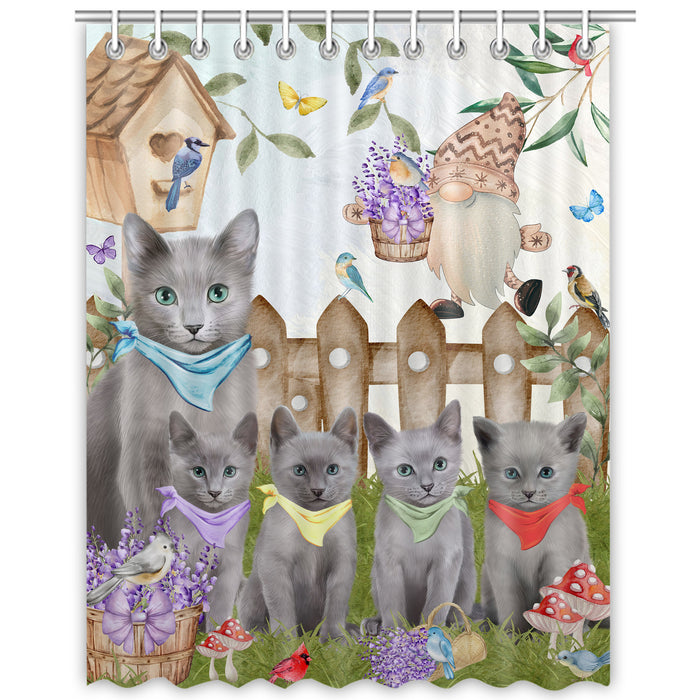 Russian Blue Shower Curtain: Explore a Variety of Designs, Custom, Personalized, Waterproof Bathtub Curtains for Bathroom with Hooks, Gift for Cat and Pet Lovers