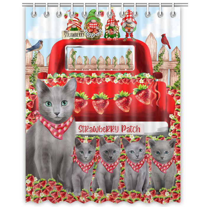 Russian Blue Shower Curtain: Explore a Variety of Designs, Custom, Personalized, Waterproof Bathtub Curtains for Bathroom with Hooks, Gift for Cat and Pet Lovers