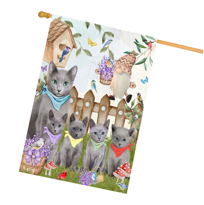 Russian Blue Cats House Flag: Explore a Variety of Designs, Custom, Personalized, Weather Resistant, Double-Sided, Home Outside Yard Decor for Cat and Pet Lovers