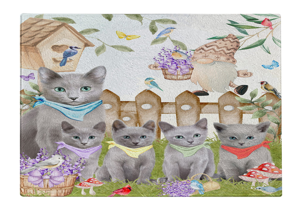 Russian Blue Tempered Glass Cutting Board: Explore a Variety of Custom Designs, Personalized, Scratch and Stain Resistant Boards for Kitchen, Gift for Cat and Pet Lovers