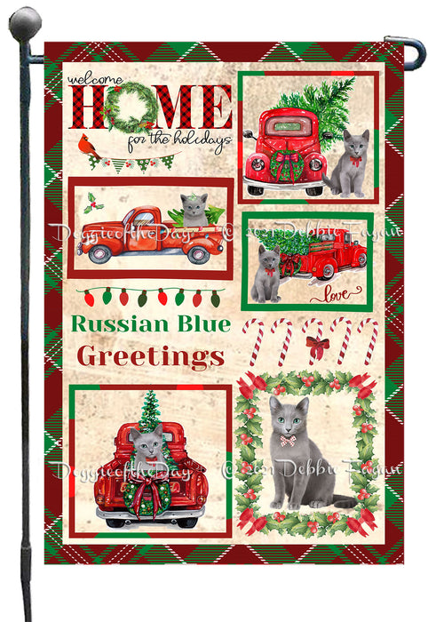 Welcome Home for Christmas Holidays Russian Blue Cats Garden Flag GFLG67039