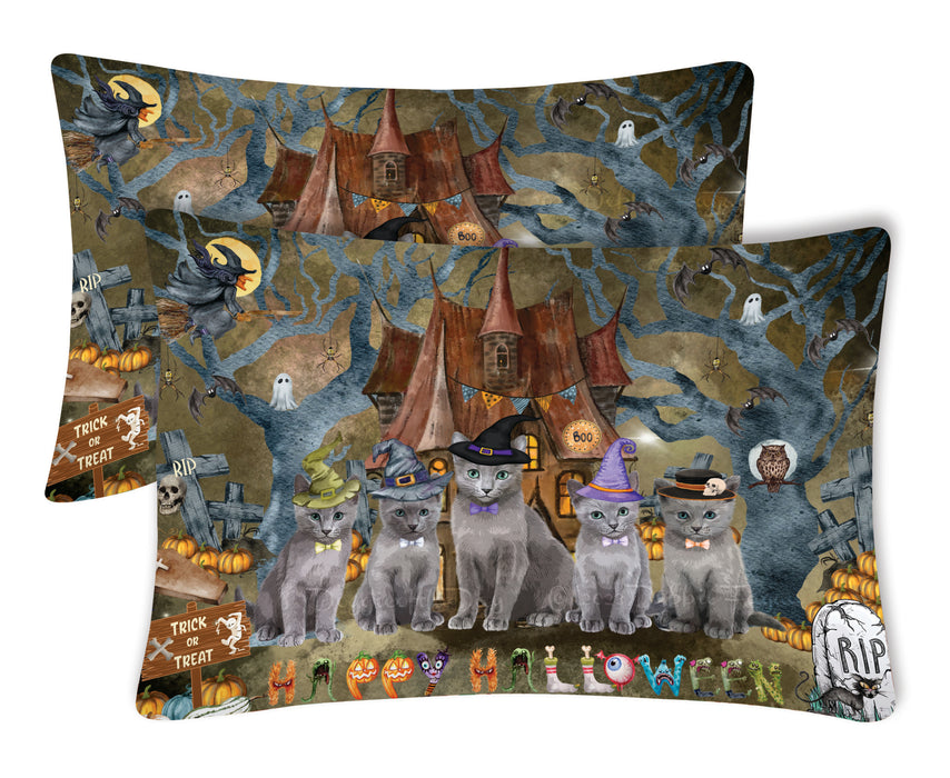 Russian Blue Pillow Case, Standard Pillowcases Set of 2, Explore a Variety of Designs, Custom, Personalized, Pet & Cat Lovers Gifts