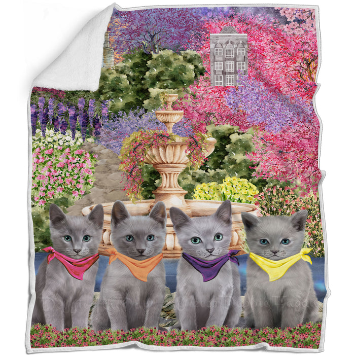 Russian Blue Blanket: Explore a Variety of Designs, Custom, Personalized Bed Blankets, Cozy Woven, Fleece and Sherpa, Gift for Cat and Pet Lovers