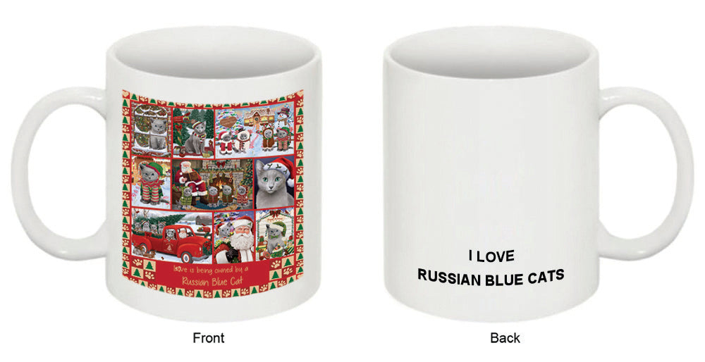Love is Being Owned Christmas Russian Blue Cats Coffee Mug MUG52647