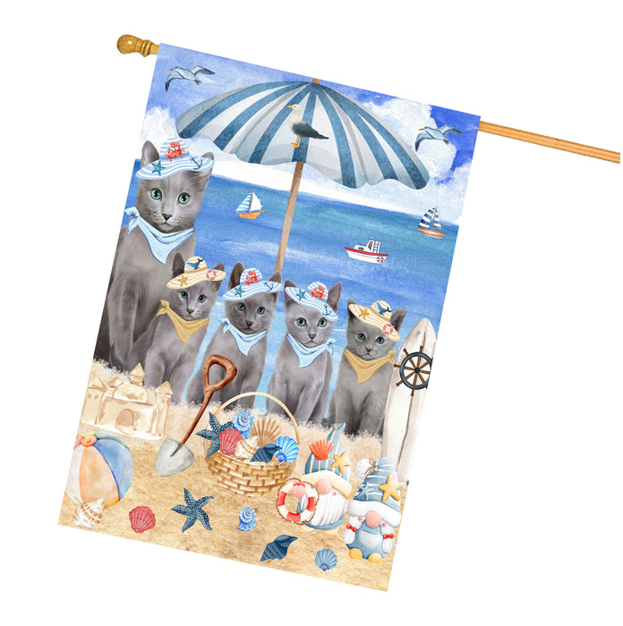 Russian Blue Cats House Flag, Double-Sided Home Outside Yard Decor, Explore a Variety of Designs, Custom, Weather Resistant, Personalized, Gift for Cat and Pet Lovers