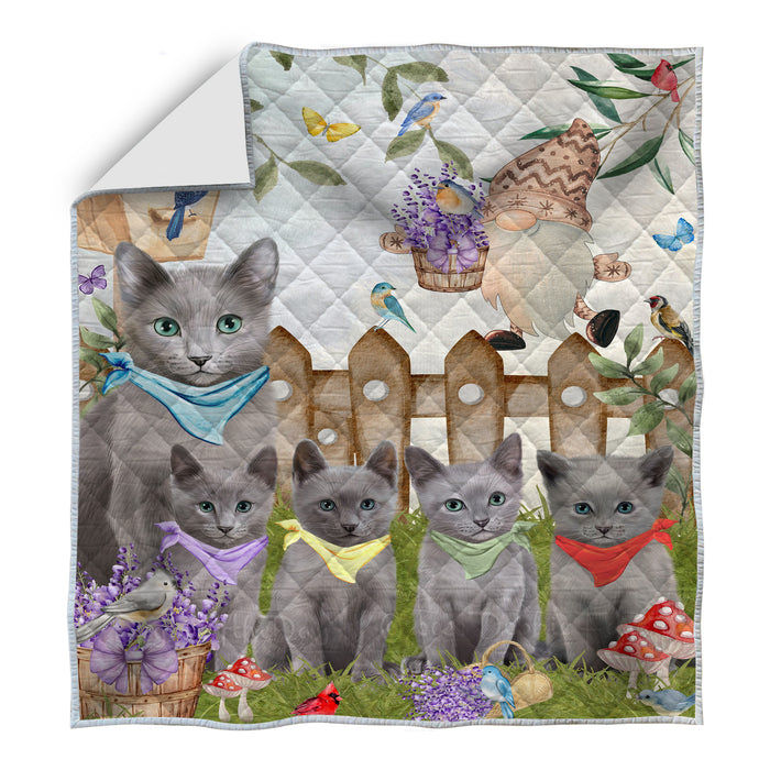 Russian Blue Quilt, Explore a Variety of Bedding Designs, Bedspread Quilted Coverlet, Custom, Personalized, Pet Gift for Cat Lovers