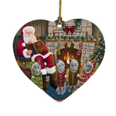 Christmas Cozy Holiday Tails Russian Blue Cats Heart Christmas Ornament HPOR55738