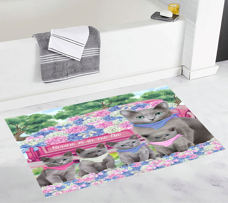 Russian Blue Anti-Slip Bath Mat, Explore a Variety of Designs, Soft and Absorbent Bathroom Rug Mats, Personalized, Custom, Cat and Pet Lovers Gift