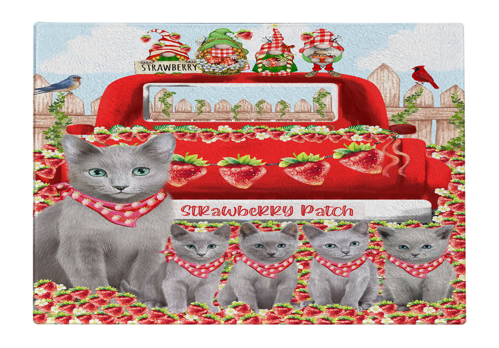 Russian Blue Kitchen Cutting Board, Tempered Glass Scratch and Stain Resistant, Easy To Clean, Explore a Variety of Designs, Personalized, Custom, Pet and Cat Lovers Gift