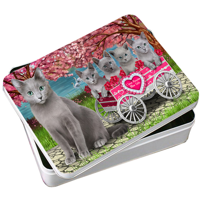 I Love Russian Blue Cats Cat in a Cart Photo Storage Tin PITN51704