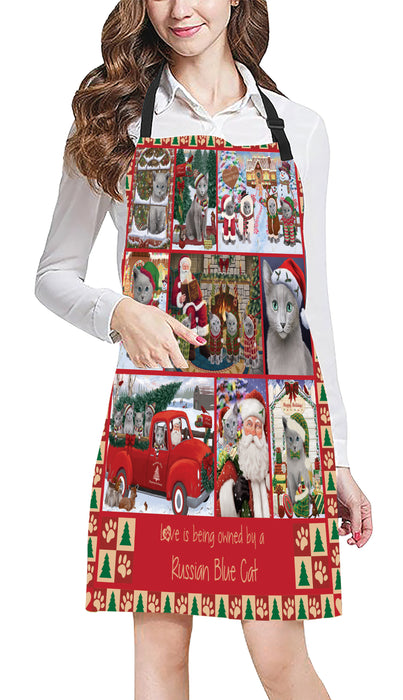 Love is Being Owned Christmas Russian Blue Cats Apron
