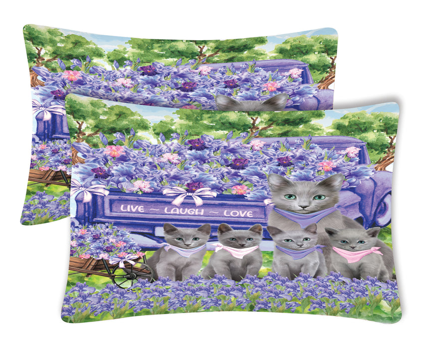 Russian Blue Pillow Case: Explore a Variety of Custom Designs, Personalized, Soft and Cozy Pillowcases Set of 2, Gift for Pet and Cat Lovers