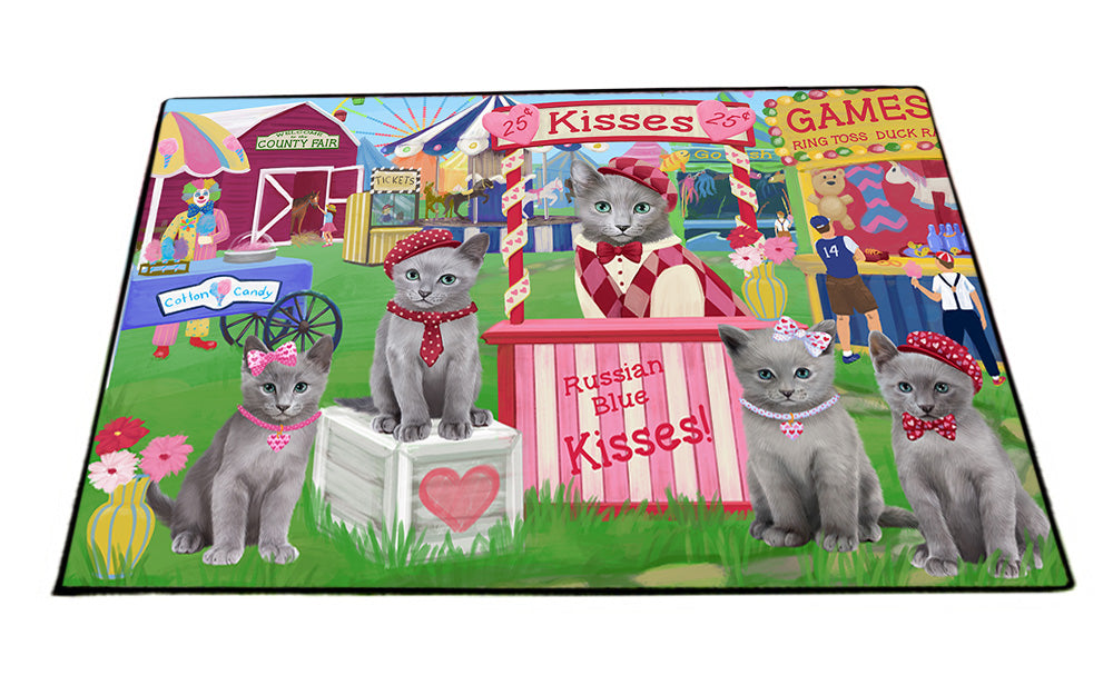 Carnival Kissing Booth Russian Blue Cats Floormat FLMS53022