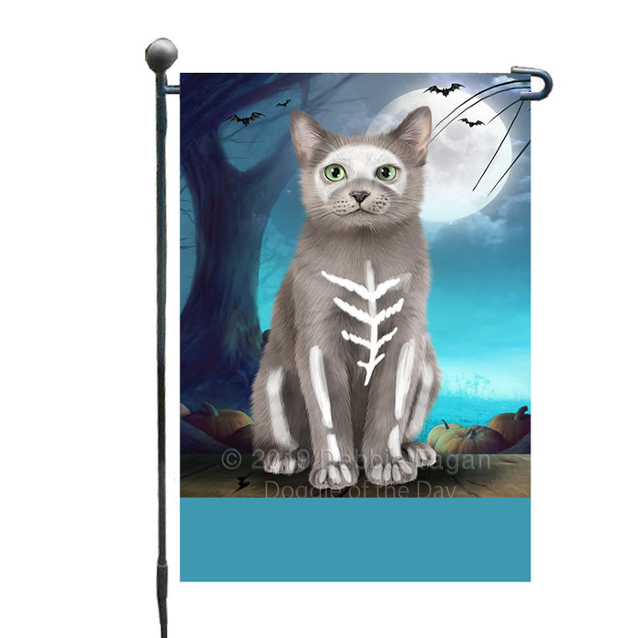 Personalized Happy Halloween Trick or Treat Russian Blue Cat Skeleton Custom Garden Flag GFLG64540