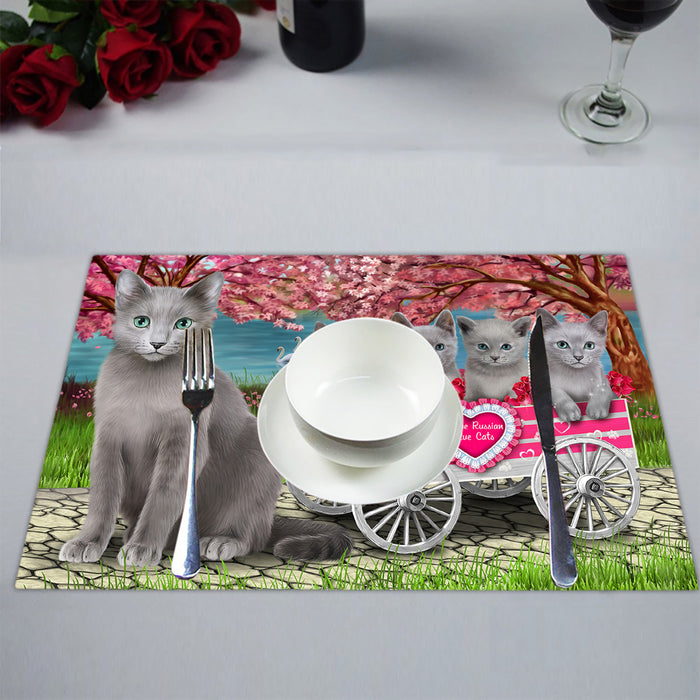 I Love Russian Blue Cats in a Cart Placemat