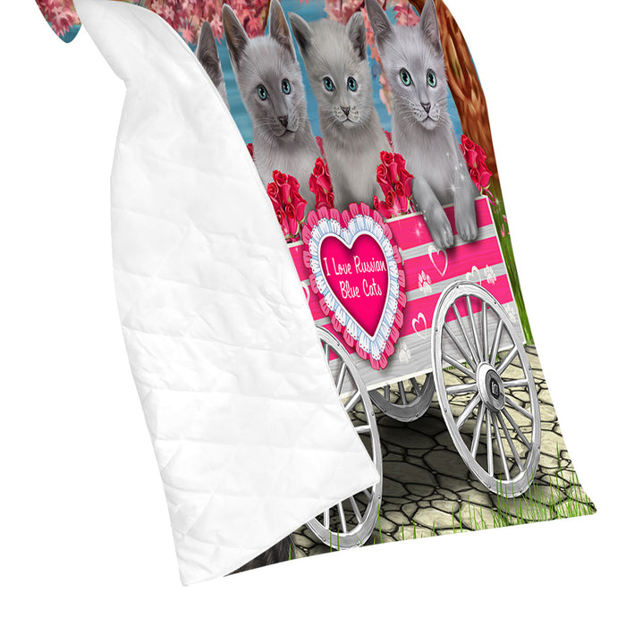 I Love Russian Blue Cats in a Cart Quilt