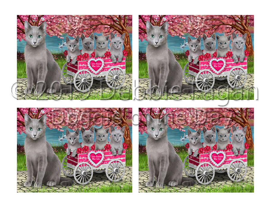 I Love Russian Blue Cats in a Cart Placemat