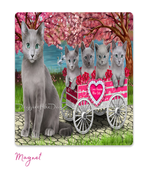 Mother's Day Gift Basket Russian Blue Cats Blanket, Pillow, Coasters, Magnet, Coffee Mug and Ornament