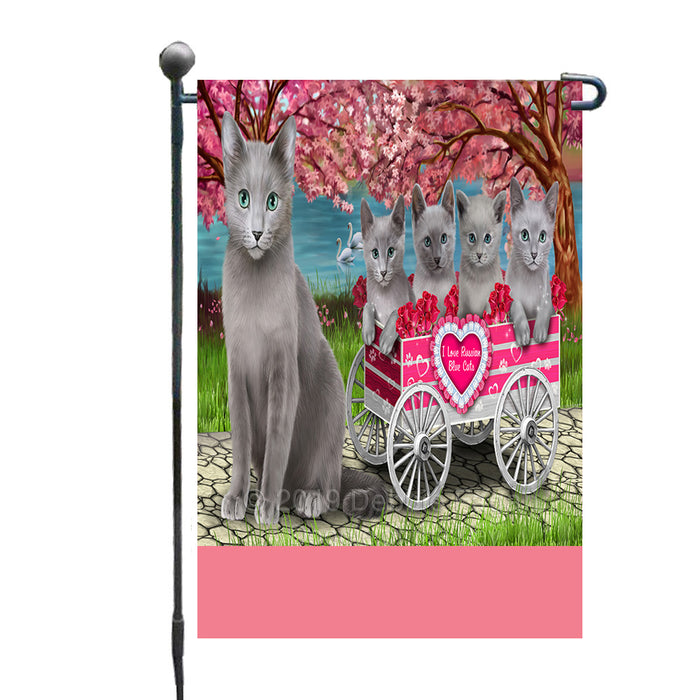 Personalized I Love Russian Blue Cats in a Cart Custom Garden Flags GFLG-DOTD-A62179
