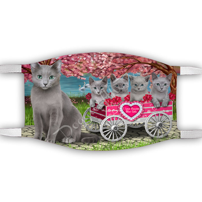 I Love Russian Blue Cats in a Cart Face Mask FM48175