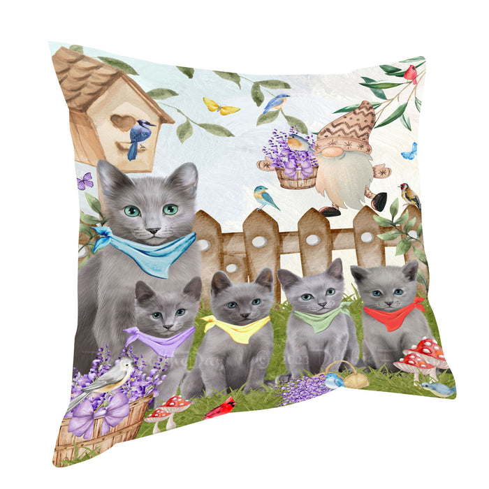 Russian Blue Pillow, Cushion Throw Pillows for Sofa Couch Bed, Explore a Variety of Designs, Custom, Personalized, Cat and Pet Lovers Gift