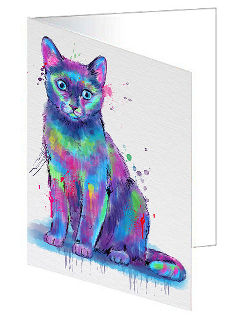 Watercolor Russian Blue Cat Handmade Artwork Assorted Pets Greeting Cards and Note Cards with Envelopes for All Occasions and Holiday Seasons GCD77090
