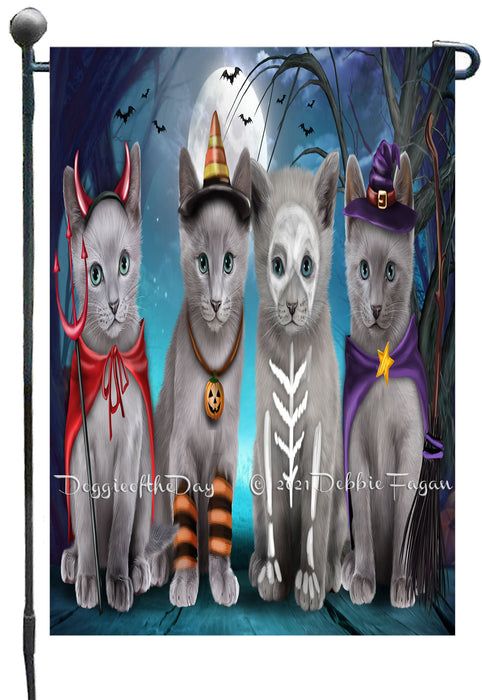 Happy Halloween Trick or Treat Russian Blue Cats Garden Flags- Outdoor Double Sided Garden Yard Porch Lawn Spring Decorative Vertical Home Flags 12 1/2"w x 18"h
