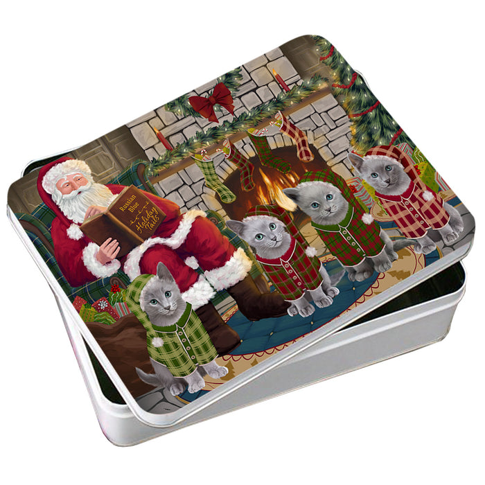 Christmas Cozy Holiday Tails Russian Blue Cats Photo Storage Tin PITN55325