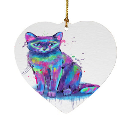 Watercolor Russian Blue Cat Heart Christmas Ornament HPOR57449