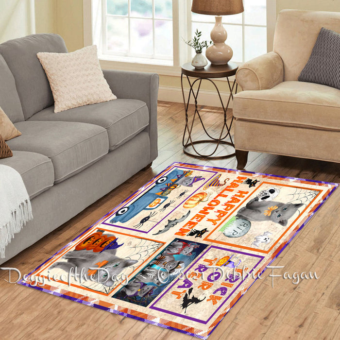 Happy Halloween Trick or Treat Russian Blue Cats Polyester Living Room Carpet Area Rug ARUG65879