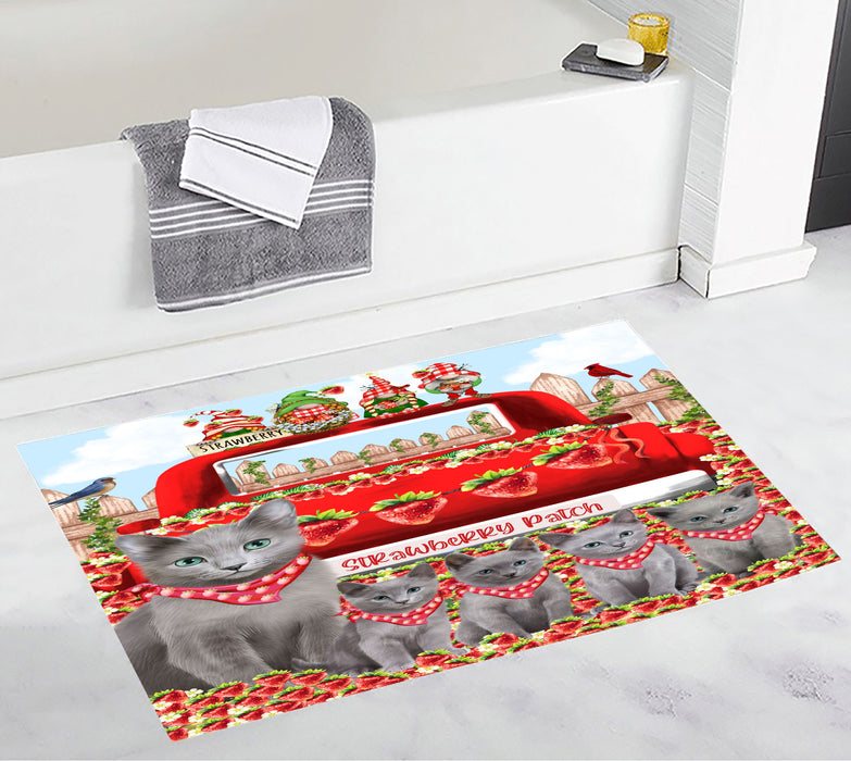 Russian Blue Bath Mat, Anti-Slip Bathroom Rug Mats, Explore a Variety of Designs, Custom, Personalized, Cat Gift for Pet Lovers
