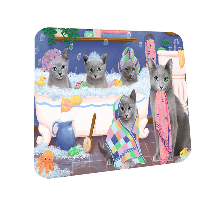 Rub A Dub Dogs In A Tub Russian Blue Cats Coasters Set of 4 CST56774
