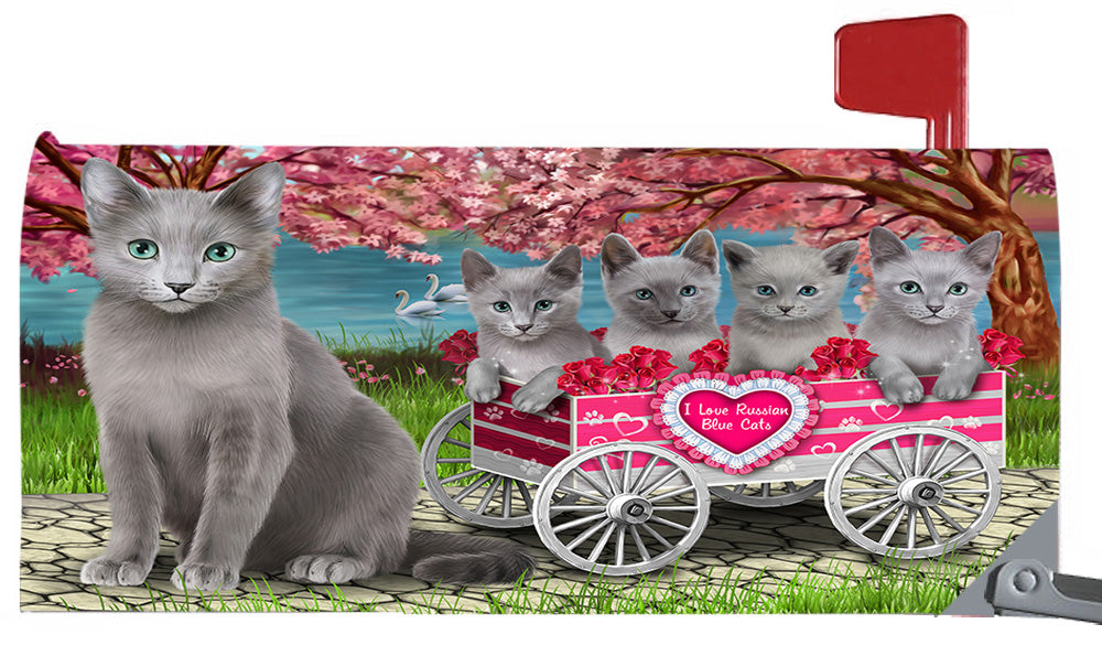 I Love Russian Blue Cats in a Cart Magnetic Mailbox Cover MBC48578
