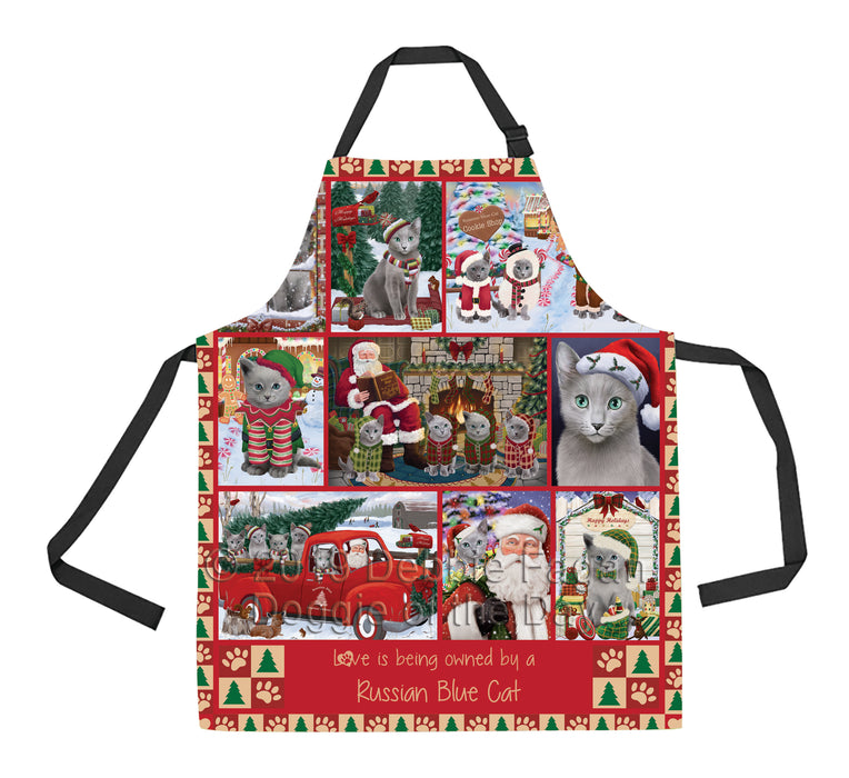 Love is Being Owned Christmas Russian Blue Cats Apron
