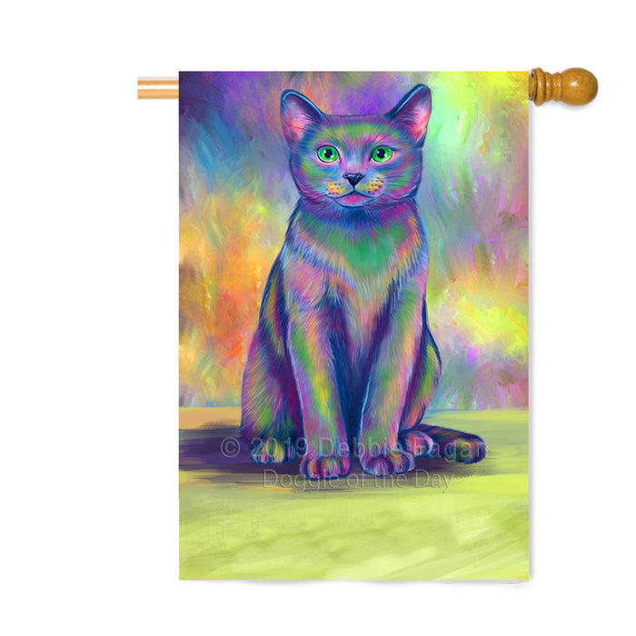 Personalized Paradise Wave Russian Blue Cat Custom House Flag FLG-DOTD-A60126