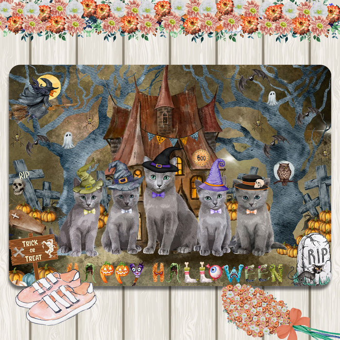 Russian Blue Area Rug and Runner: Explore a Variety of Designs, Personalized, Custom, Halloween Indoor Floor Carpet Rugs for Home and Living Room, Pet Gift for Cat Lovers