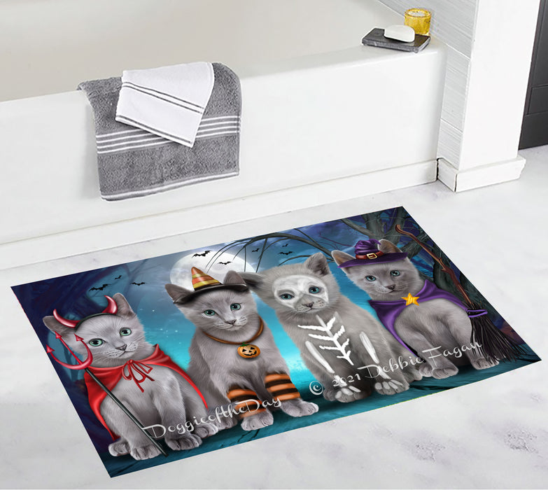 Happy Halloween Trick or Treat Russian Blue Cats Bathroom Rugs with Non Slip Soft Bath Mat for Tub BRUG54997