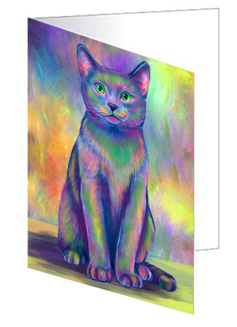 Paradise Wave Russian Blue Cat Handmade Artwork Assorted Pets Greeting Cards and Note Cards with Envelopes for All Occasions and Holiday Seasons GCD74702
