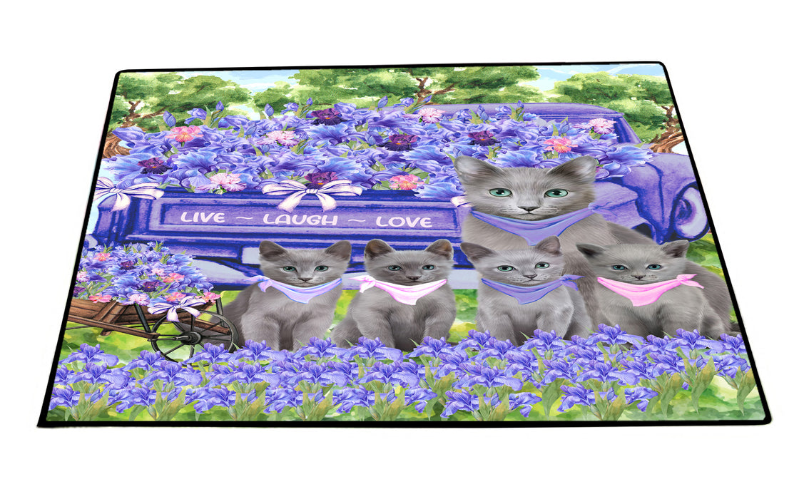 Russian Blue Floor Mat: Explore a Variety of Designs, Anti-Slip Doormat for Indoor and Outdoor Welcome Mats, Personalized, Custom, Pet and Cat Lovers Gift