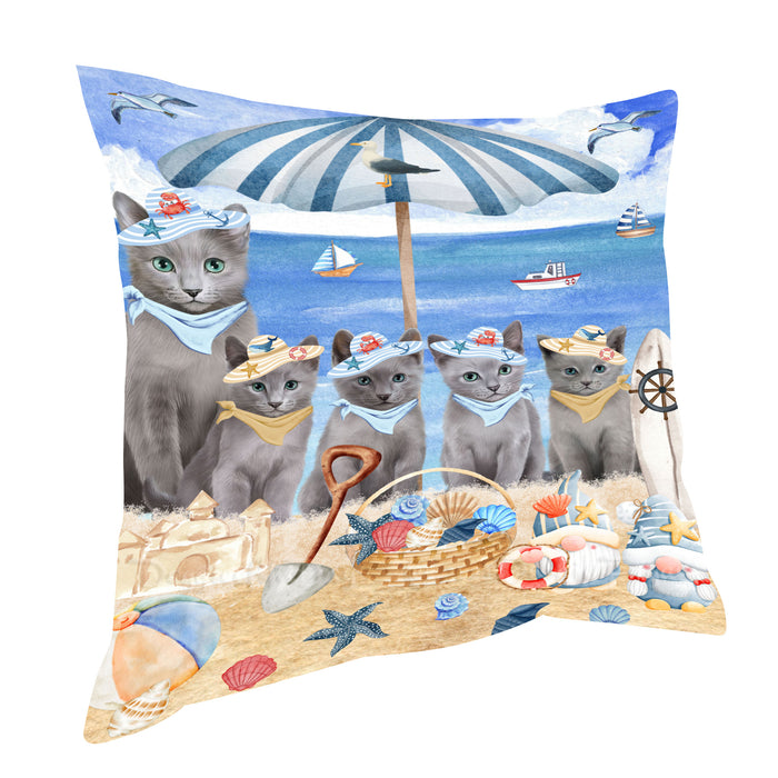 Russian Blue Pillow: Explore a Variety of Designs, Custom, Personalized, Pet Cushion for Sofa Couch Bed, Halloween Gift for Cat Lovers
