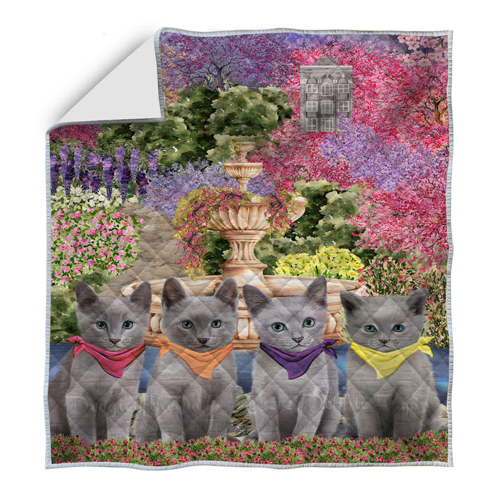 Russian Blue Quilt: Explore a Variety of Designs, Halloween Bedding Coverlet Quilted, Personalized, Custom, Cat Gift for Pet Lovers