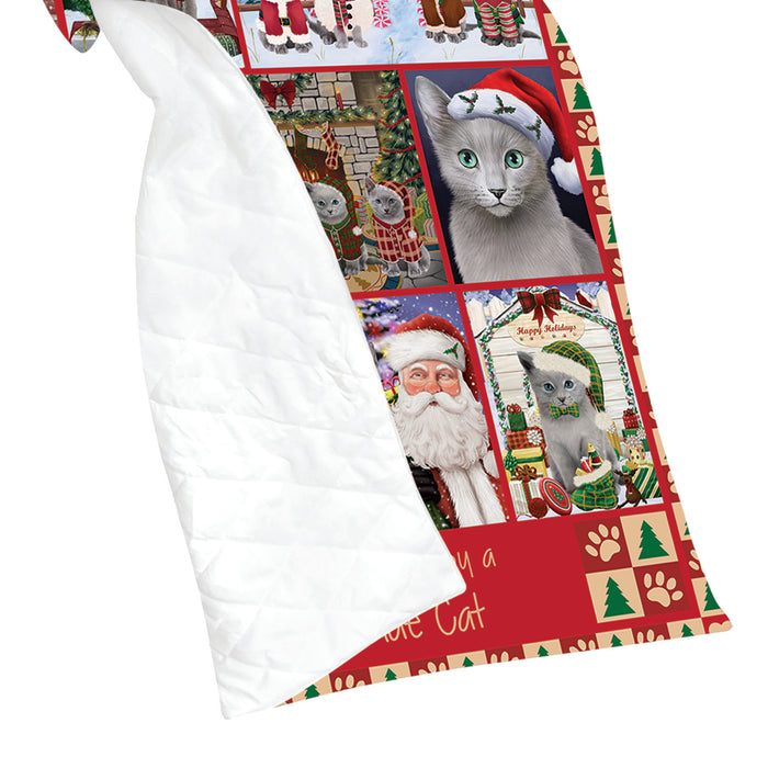 Love is Being Owned Christmas Russian Blue Cats Quilt