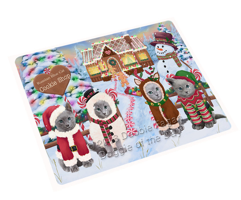 Holiday Gingerbread Cookie Shop Russian Blue Cats Cutting Board C74976