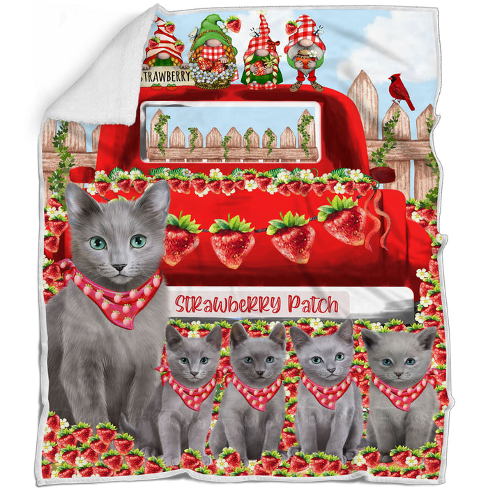 Russian Blue Blanket: Explore a Variety of Designs, Cozy Sherpa, Fleece and Woven, Custom, Personalized, Gift for Cat and Pet Lovers