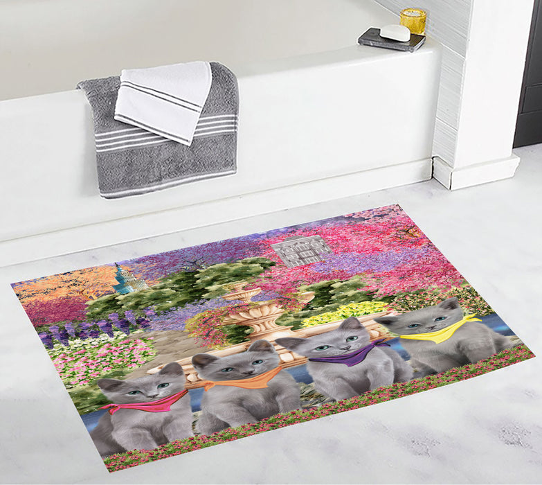 Russian Blue Bath Mat: Explore a Variety of Designs, Personalized, Anti-Slip Bathroom Halloween Rug Mats, Custom, Pet Gift for Cat Lovers