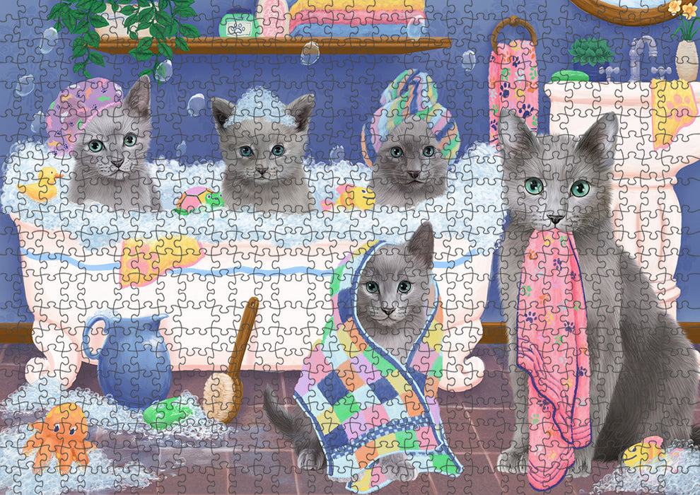 Rub A Dub Dogs In A Tub Russian Blue Cats Puzzle with Photo Tin PUZL95464