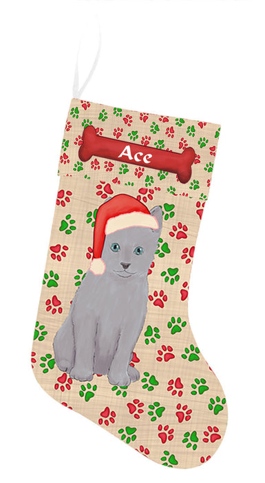 Pet Name Personalized Christmas Paw Print Russian Cats Stocking