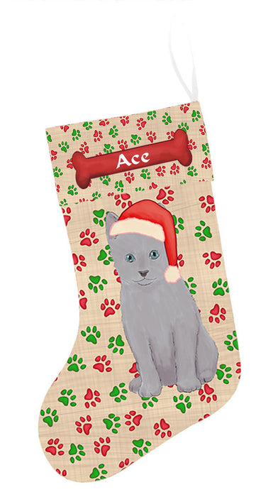 Pet Name Personalized Christmas Paw Print Russian Cats Stocking
